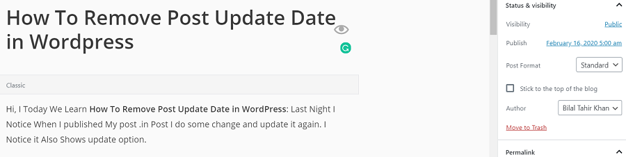 How To Remove Post Update Date in Wordpress